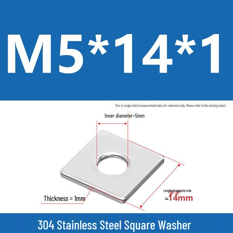 304 Stainless Steel Thickened Square Washer for Curtain Wall (M4-M16)