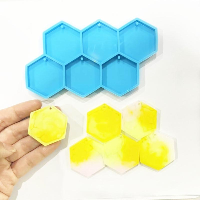 Hexagon Earring Silicone Mold Glossy Earring Pendant Jewelry Resin Mold Keychain Pendant Epoxy Casting Mold Tool