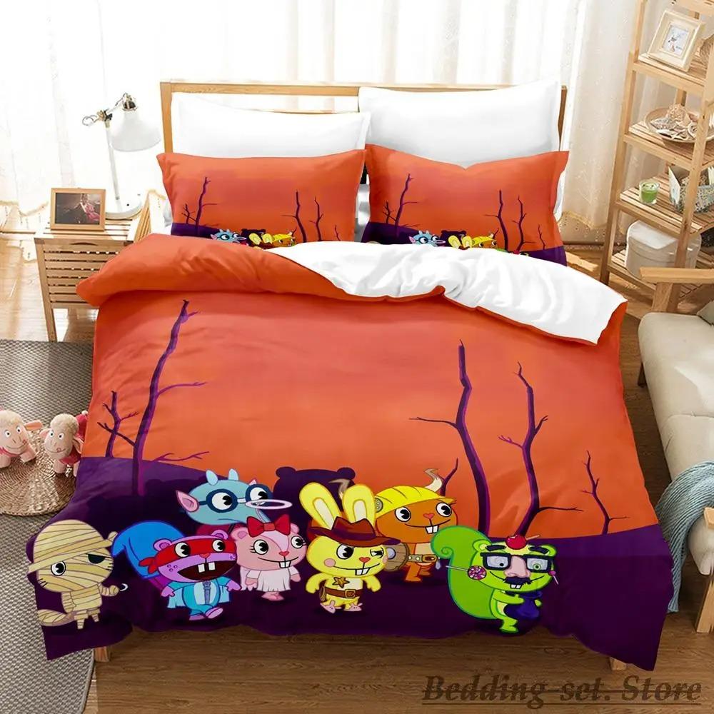 Happy Tree Friends Bedding Set Single Twin Full Queen King Size Bed Set Aldult Kid Bedroom Duvetcover Sets Anime