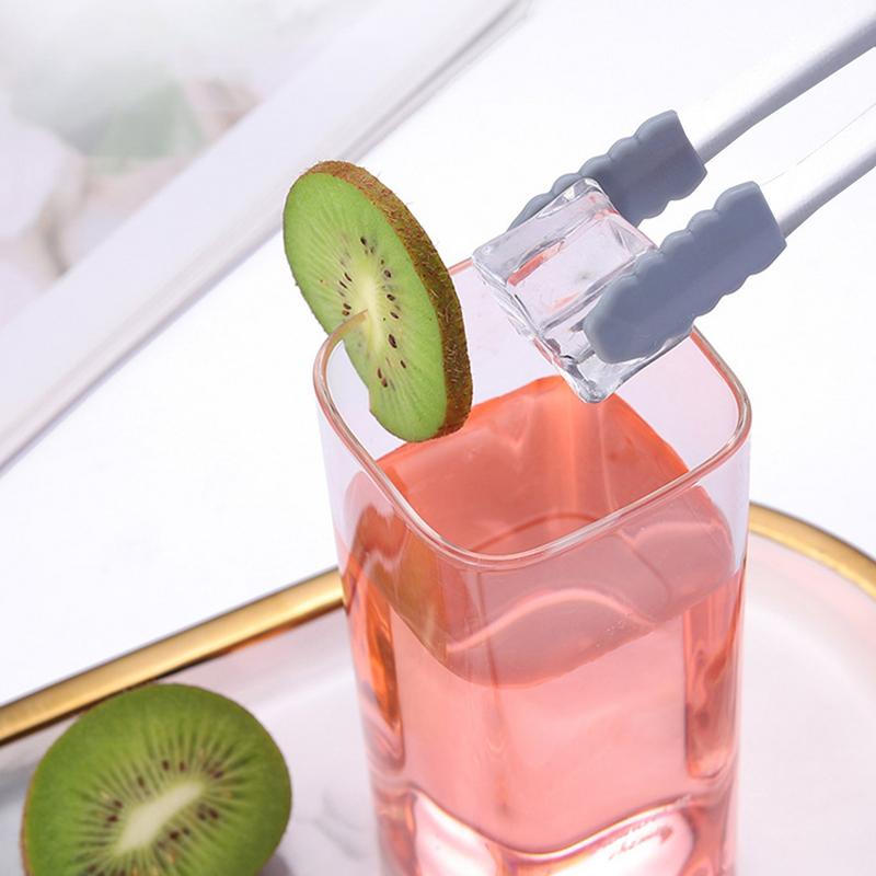 Stainless Steel Ice Cube Clip Ice Tong with Silicone Sleeves Dessert Tongs Food Clips Ice Block Serving Tongs Kitchen Accessory