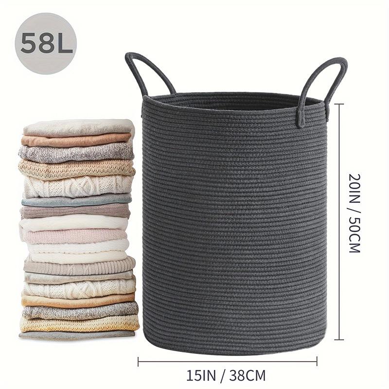 Cotton Rope Laundry Basket - Large Capacity Woven Storage for Clothes, Toys, and Sundries
