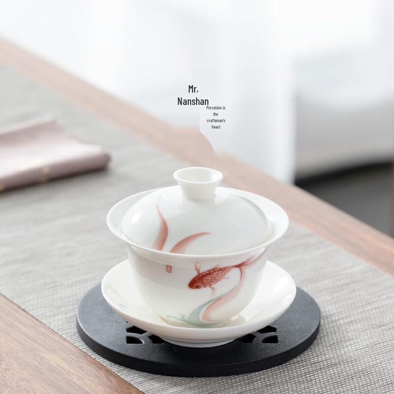 Mr. Nanshan Ceramic San Cai Gaiwan - Plain Lotus Design