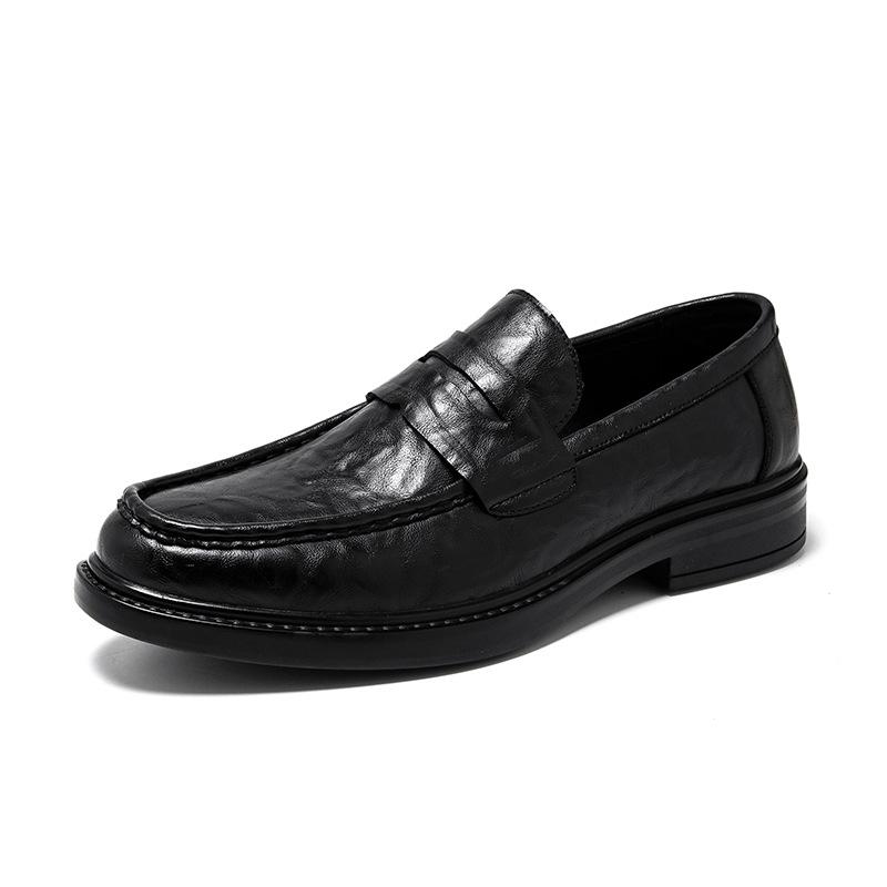 Casual Leather Shoes Men's Autumn 2025 New One-pedal Business Dress Young Men's Black Work Shoes 41018-R