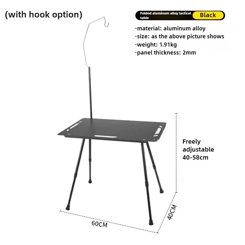 Outdoor Tactical Table, Lightweight IGT Aluminum Alloy Height-adjustable Table, Portable Foldable Camping Picnic BBQ Rack