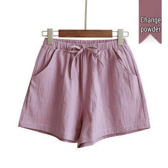 Damen-Shorts aus Baumwoll-Leinen-Mischgewebe mit weitem Bein: Trendige, lässige Bermudas für Frühling/Sommer – für Sport oder Zuhause.