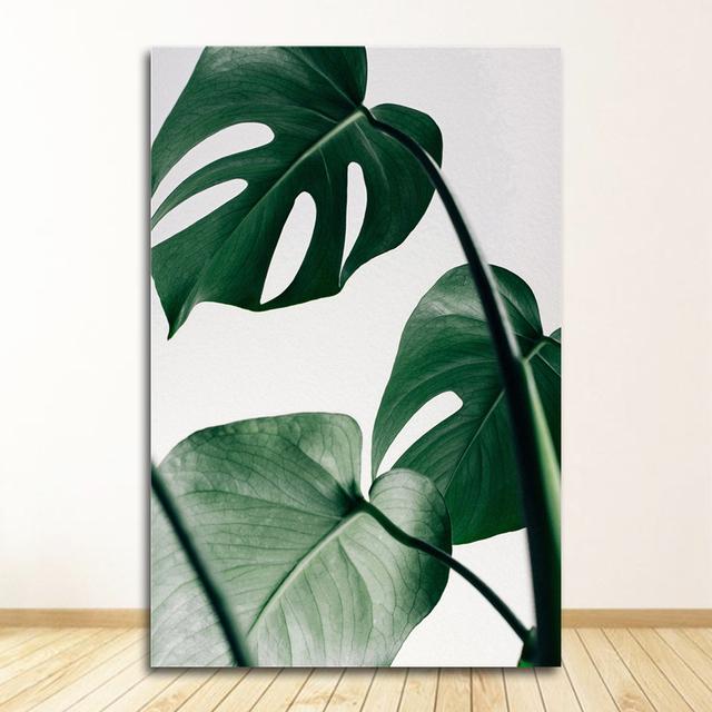 Blatt-Leinwanddrucke und Poster, Wandkunst, Heimdekoration, nordische grüne Pflanzen-Leinwand-Malerei, Wandbilder, tropische Palmen-Bananen-Schildkröte