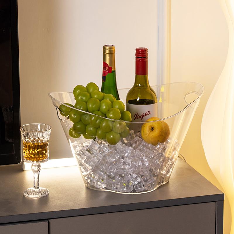 4L transparent ice bucket, handle beverage bath, large ice bucket, champagne wine cooler, and beer cooling plastic bucket