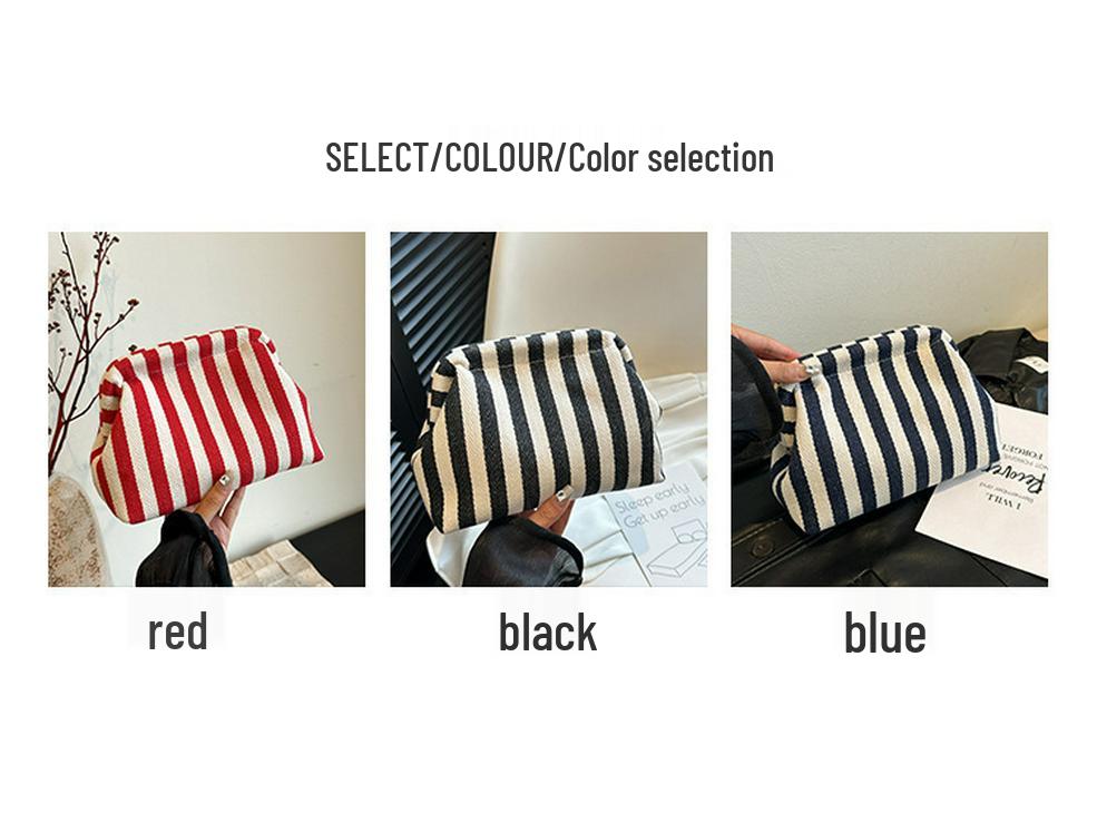 Trendy Color Block Stripe Makeup & Coin Storage Clutch for Women