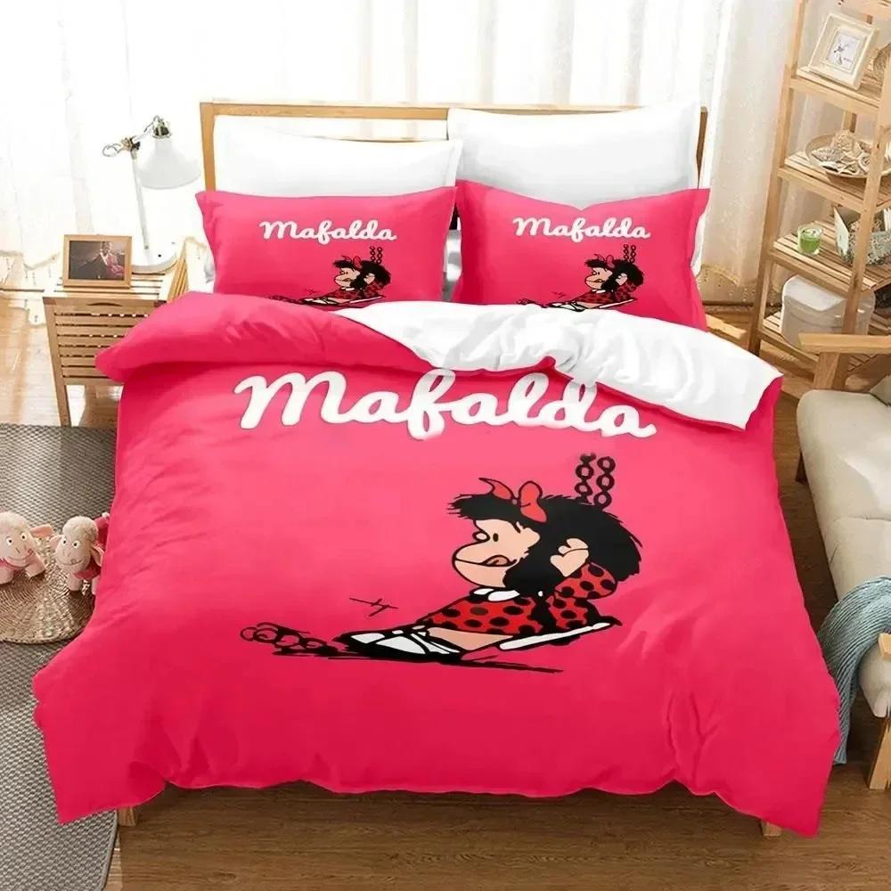 Cartoon Duvet Cover 3D Print Mafalda Bedding Set Bed Set Quilt Cover Pillowcase Comforter King Queen Size Boys Adult Bedding Set