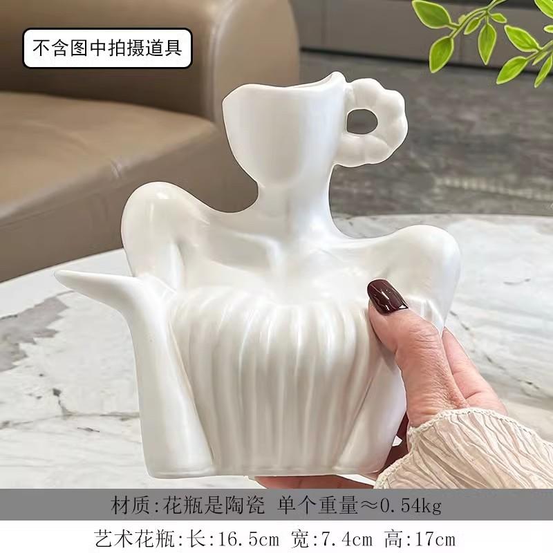 Ceramic Clavicle Vase Ornament Abstract Human Body Flower Arranger Living Room Office Dining Table Floral Vase Home Decoration
