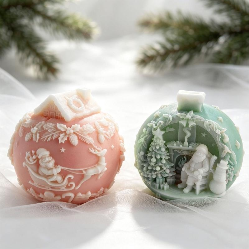 Christmas Snow Candle Making Silicone Mould Food Grade Flexible High Temperatures Resistant Easy Releases for Kids and Adults