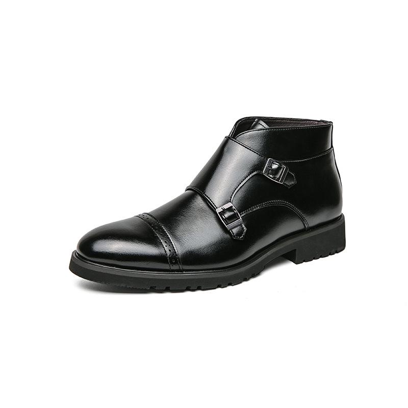 Men s Plus Size Retro High-Top Leather Pointed Toe Martin Boots for Outdoor Fashion 38 чёрный