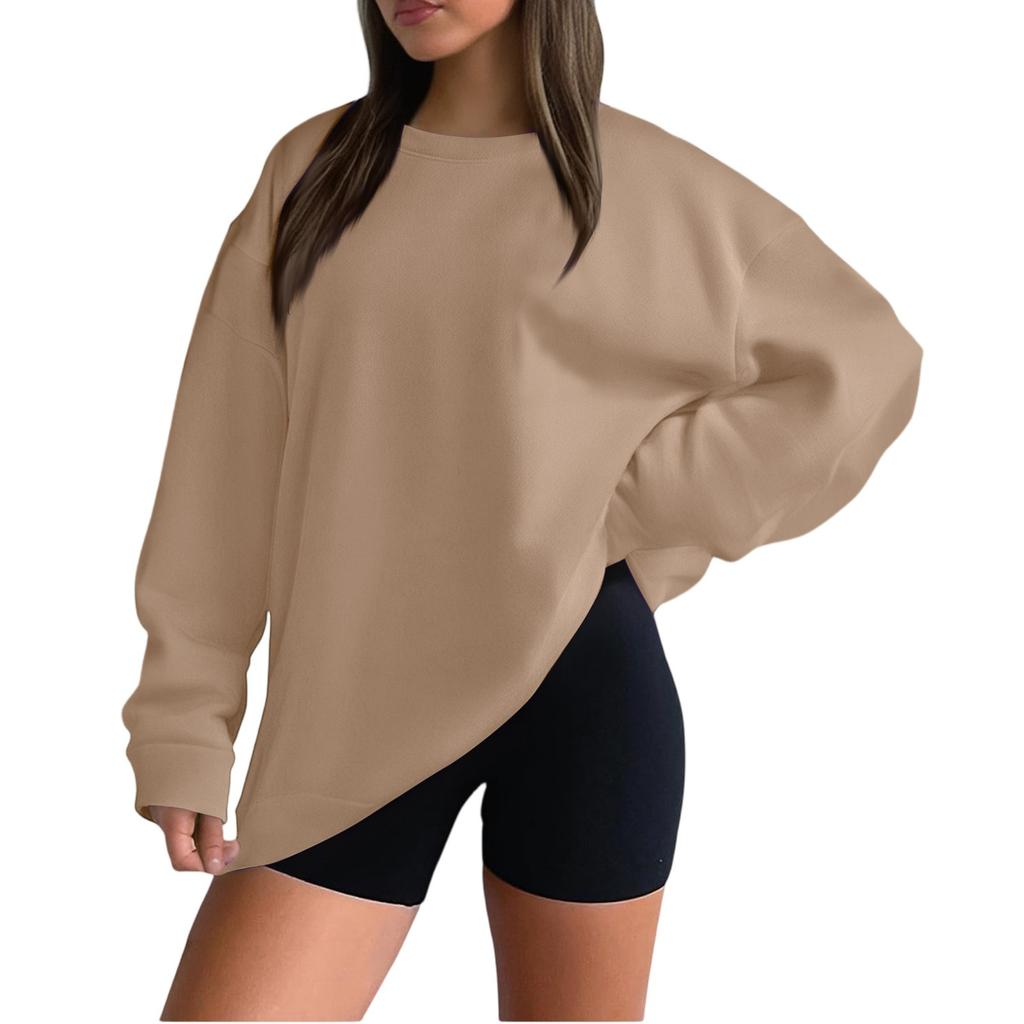 Women's Casual Fashion Loose Sports Round Neck Pullover Long Sleeve Sweatshirt