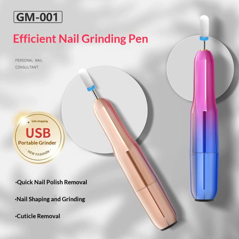 Electric Nail Polisher Exfoliator Machine Nail Drill Bits Dead Skin Remover Nails Grinding Polishing Usb With 6 Bits File Pen
