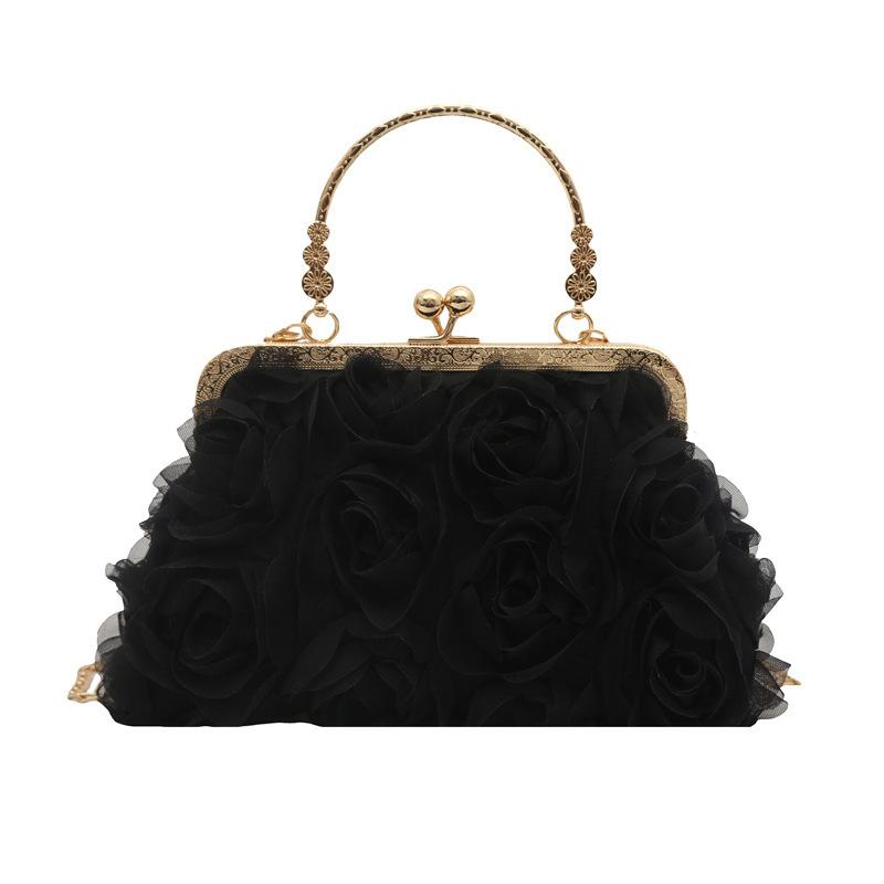 New 2025 Ring Rose Flower Banquet Bag Bridal Bag Nightclub Bag Dinner Bag Dress Bag Clutch Bag