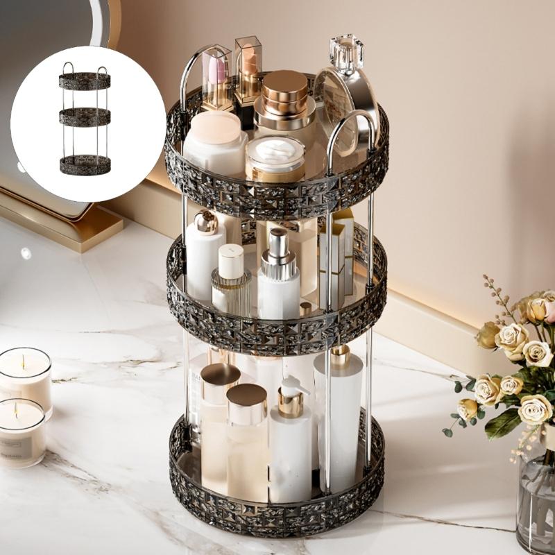 360 Degree Rotating Storage Tray Cosmetic Accessories Organiser Kitchen or Bathroom Organization Solution
