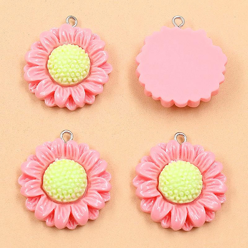 26x28mm Resin Daisy Sunflower Charms In 7 Colors - DIY Bag & Phone Accessories