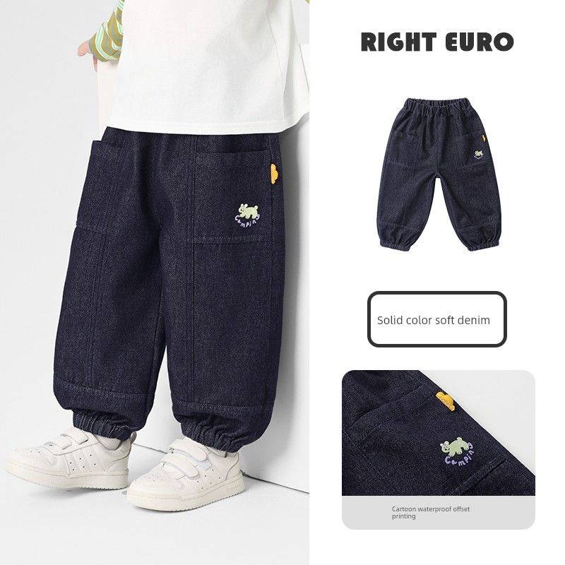 Boys  Original Color Denim Pants Spring and Autumn Children s Clothing Toddler Kids  Spring and Autumn 2026 New Style Children s Wear Blue 90