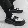 2026 Mocassini Casual per Giovani Uomini Britannici alla Moda Scarpe Fagiolo Nuove Suola Spessa Aumenta Altezza Frange Testa Larga Scarpe in Pelle