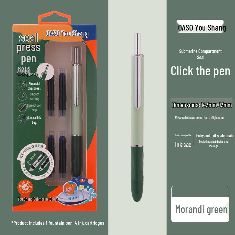 You Shang K016 Press-Activated Fountain Pen: Sealed, Automatic Design for Third Grade Students' Character Practice