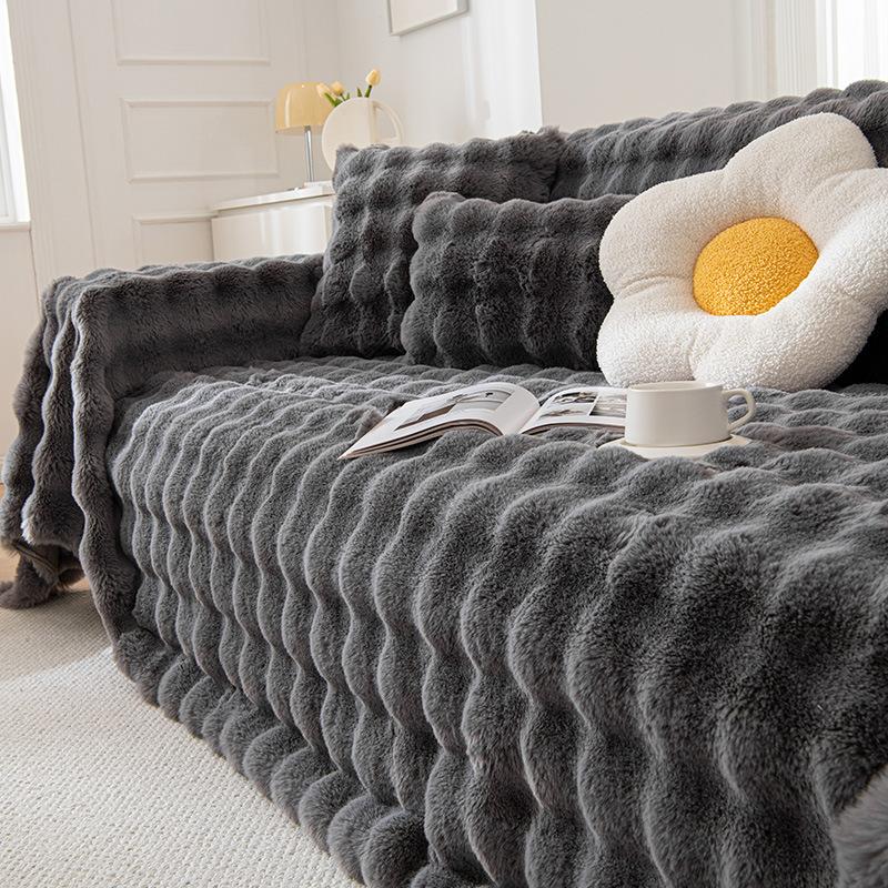 Winter Rabbit Plush Sofa Cover Towel Cream Wind Full Cover Sofa Cover Thick Sofa Cover Cover Cloth