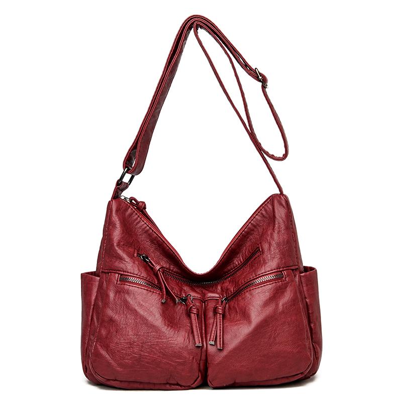 Luxury Solid Color Soft Leather Shoulder Bags for Women Designer Large Capacity Women's Fashion Feminine Crossbody