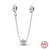 Real 925 Silver Stars & Moon Sunflower Safety Chains Spacer Beads Charms Fit Qikaola 925 Bracelets DIY Jewelry