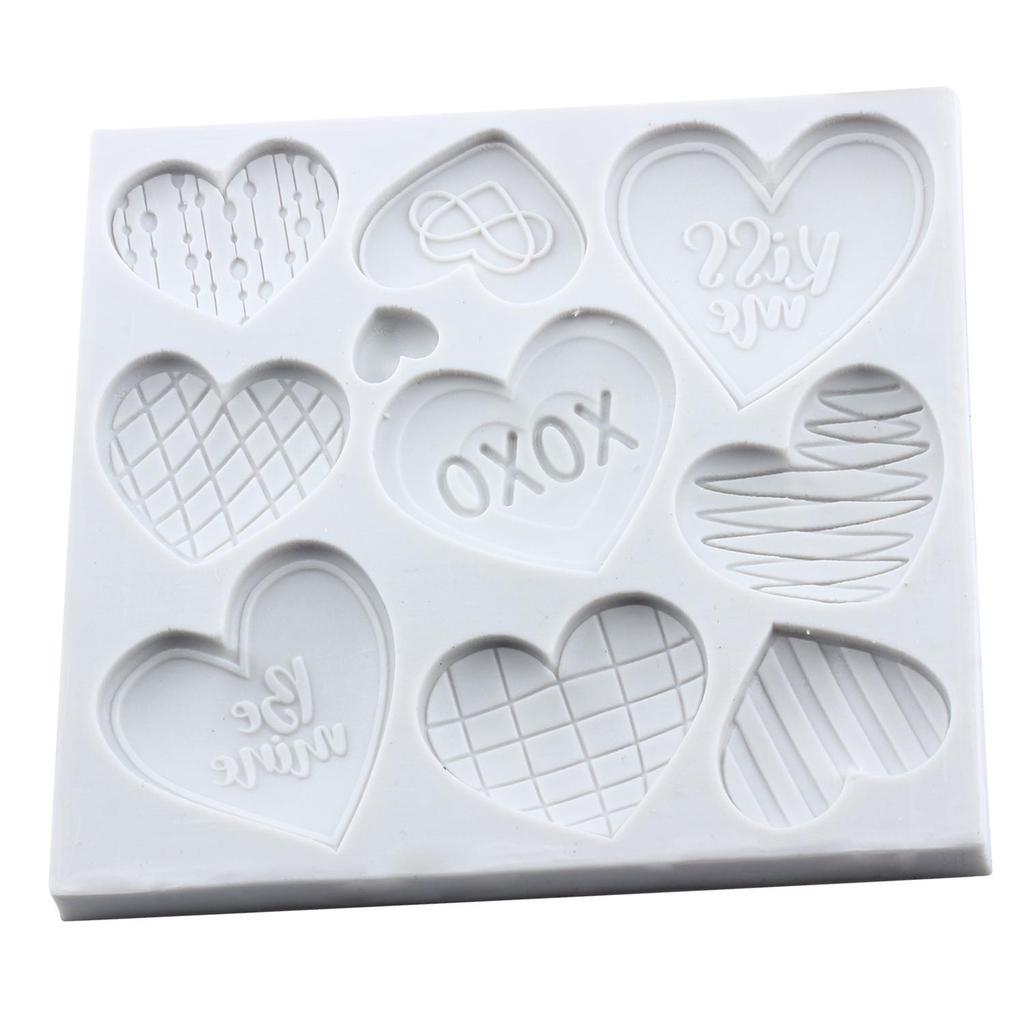 Heart Silicone Molds Love You XOXO Letter Kiss Rose Fondant Mold Cake Decorating Tools Cupcake Topper Candy Resin Clay Chocolate Gumpaste Mold
