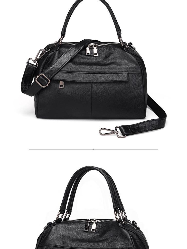 European & American Style Large Capacity Women's Soft Cowhide Handbag - Autumn/Winter Simple Fashion Shoulder Bag