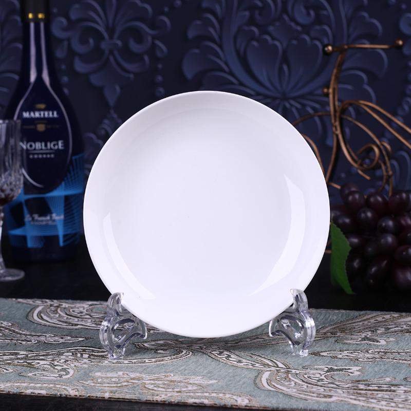 Set of 4 Ceramic Plates: Dinner, Rice, Soup, Deep, and Round Microwaveable Bone China Tableware.