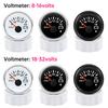 Waterproof IP67 52mm Voltmeter with Alarm Red Backlight 8~16V,18~32V Voltage for Automobile Car Marine Boat Yacht 12V24V Custom