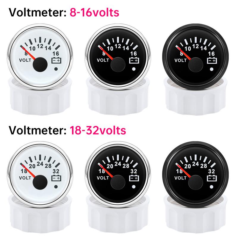 Waterproof IP67 52mm Voltmeter with Alarm Red Backlight 8~16V,18~32V Voltage for Automobile Car Marine Boat Yacht 12V24V Custom