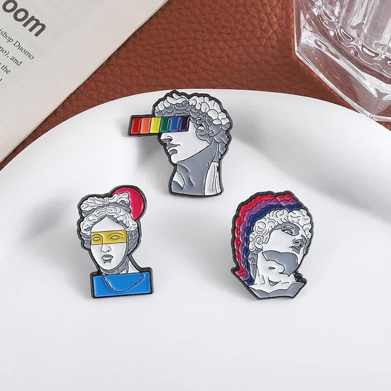 Kunst Skulptur Kopf Emaille Anstecknadeln Custom Kreative Berühmtheit Broschen Revers Abzeichen Kleidung Lustiger Schmuck Geschenk für Freunde