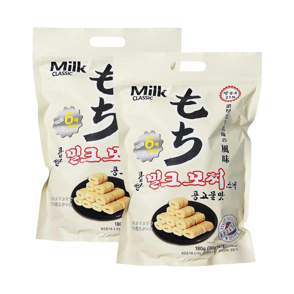Milk Classic Milk Mochi Snack Injeolmi Roasted Soybean Powder Flavor 180g x 2 Packs