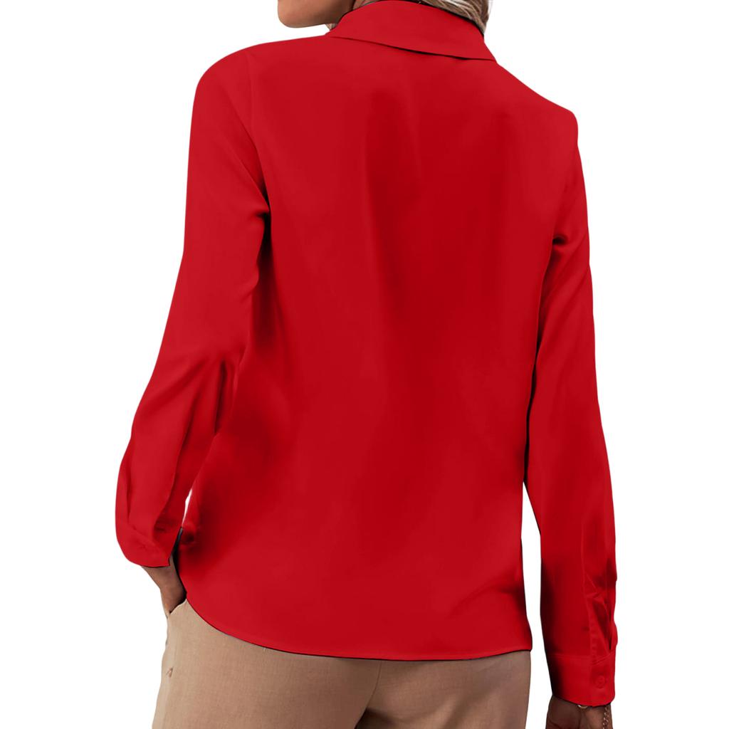 Ladies' Color Fashion Ruffle Edge Decorative Shirt Top