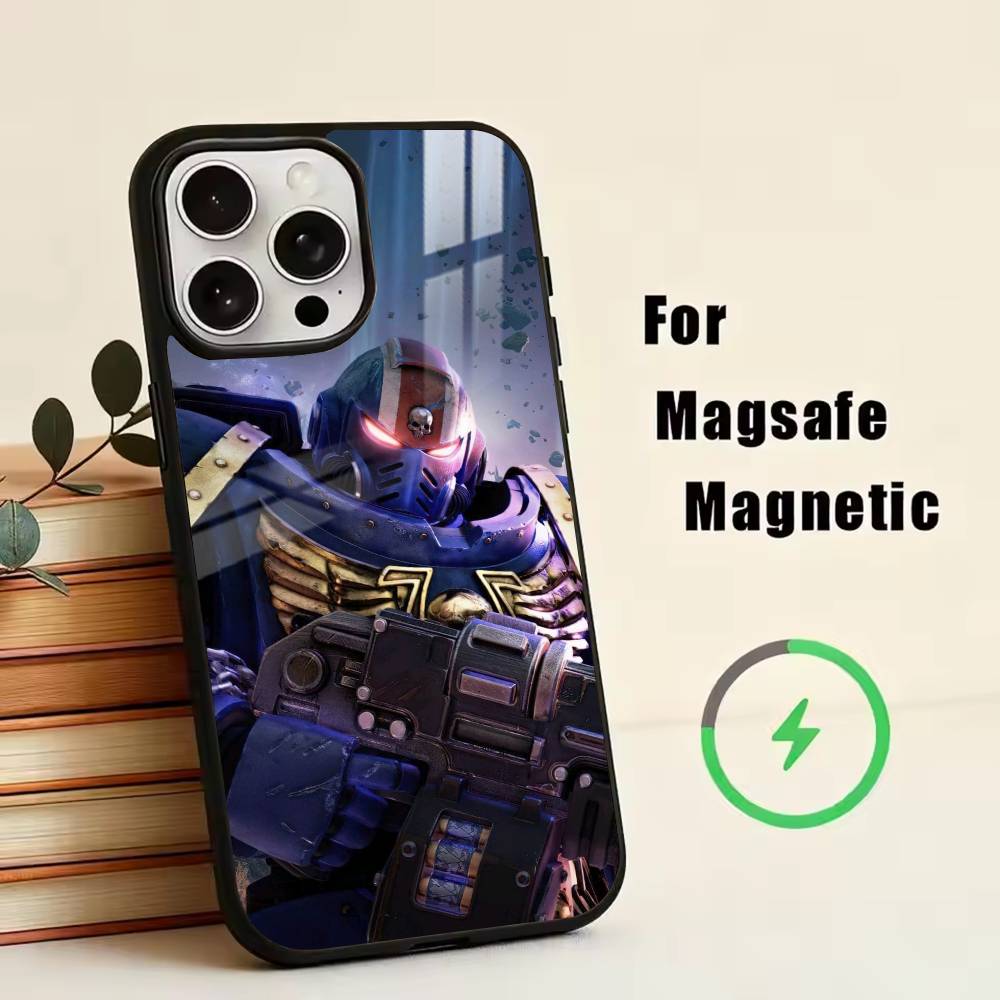 

40K Space Marine 2 Phone Case For iPhone17,16,15,14,13,12,11 Plus,Pro Magnetic with Magsafe Wireless Charging iPhone14