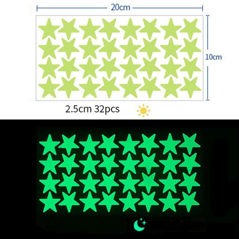 2-pack Luminous Wall Stickers Rooms Dots Stars Ceiling Wall Decals Glowing Stickers Decals Glow In The Dark Home Decor for Kids
