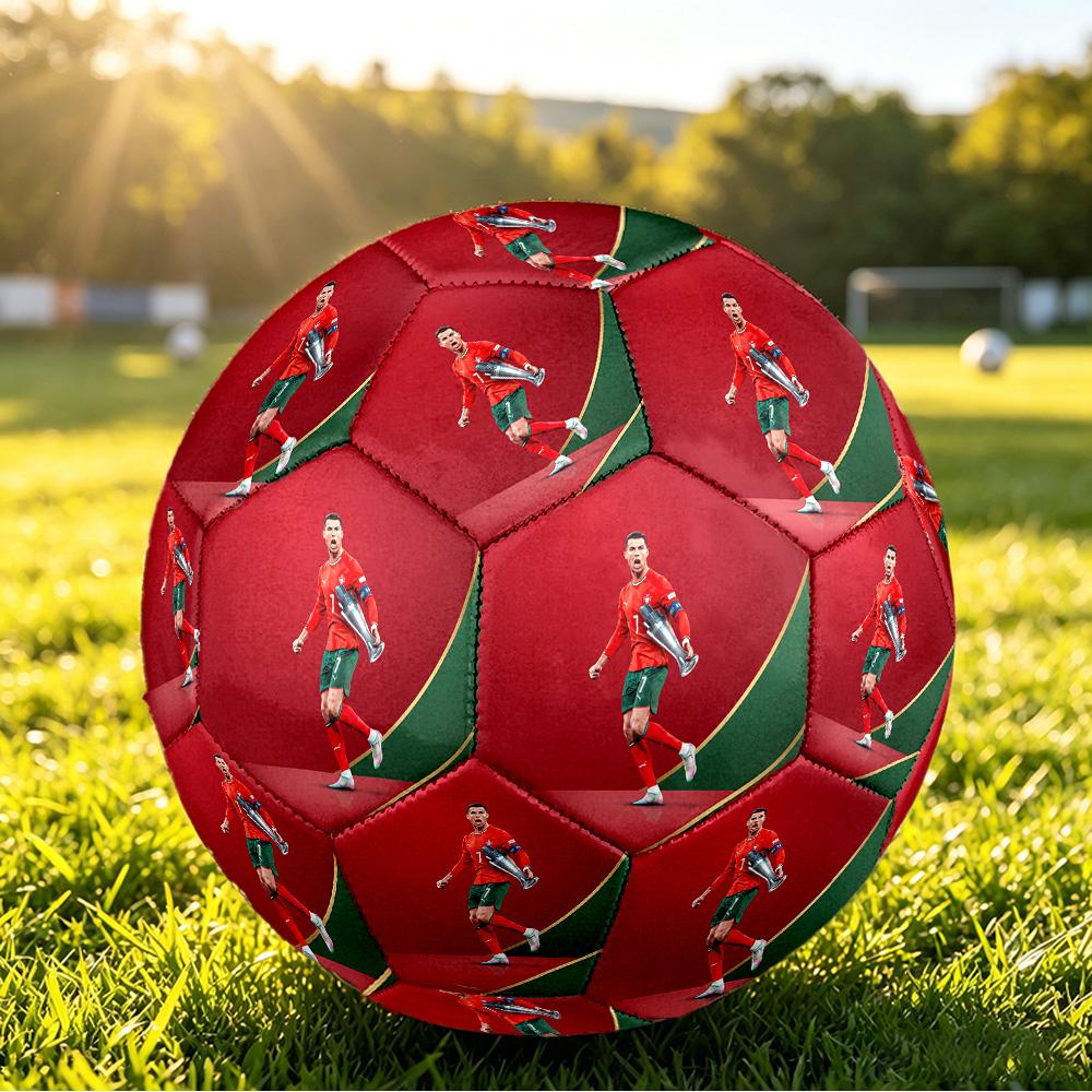 Pallone da Calcio Taglia 5 Stampato Cristiano Ronaldo Resistente all'Usura Standard Allenamento Adulti Regalo per Fan Partite Indoor Outdoor Sport