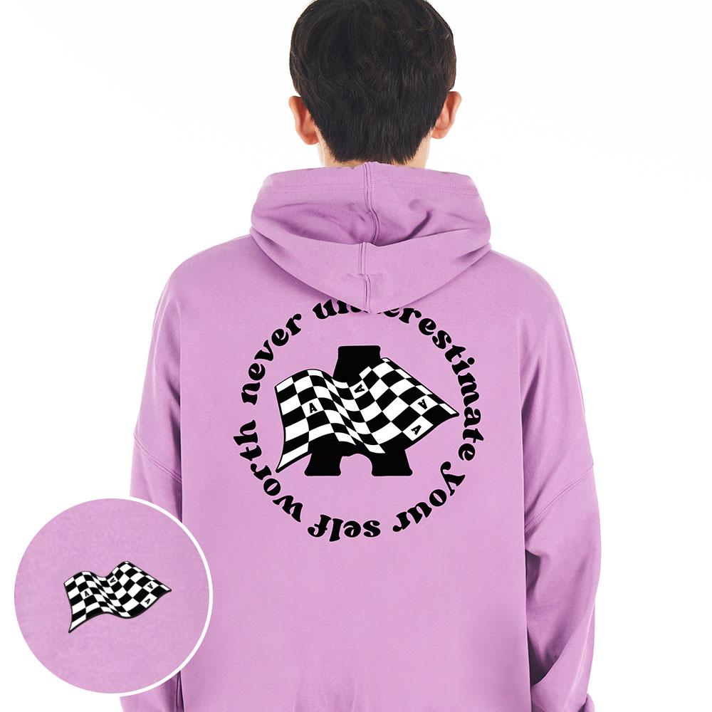 Astral Projection Oversized Drop Shoulder Checker Hoodie_Violet Large