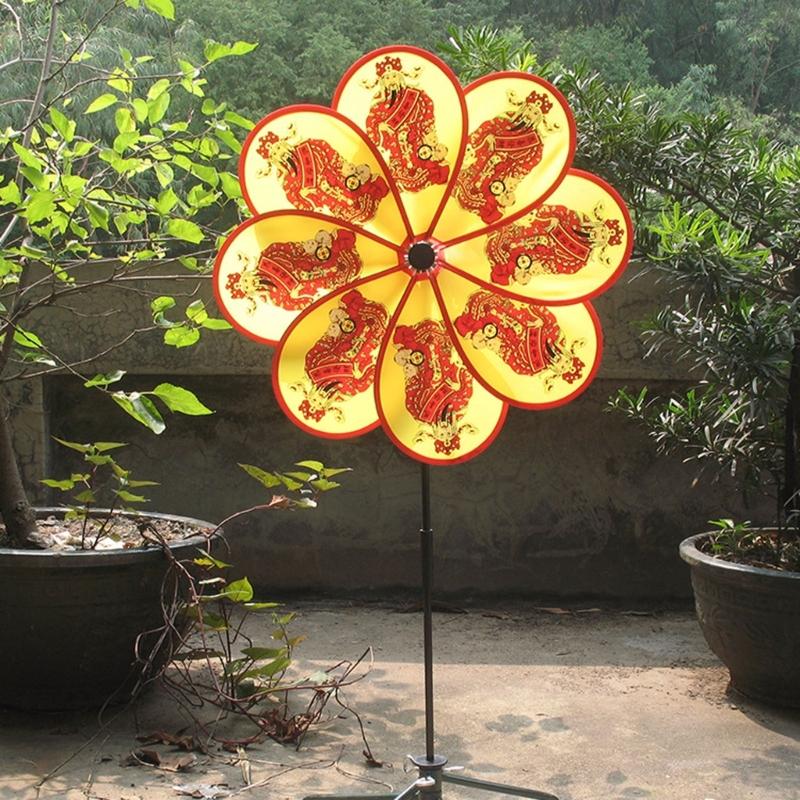 Garten Windräder 8 Blätter Windspiele Gott des Reichtums Windmühle Dekorative Windräder Kinderspielzeug für Außen Innen Hof