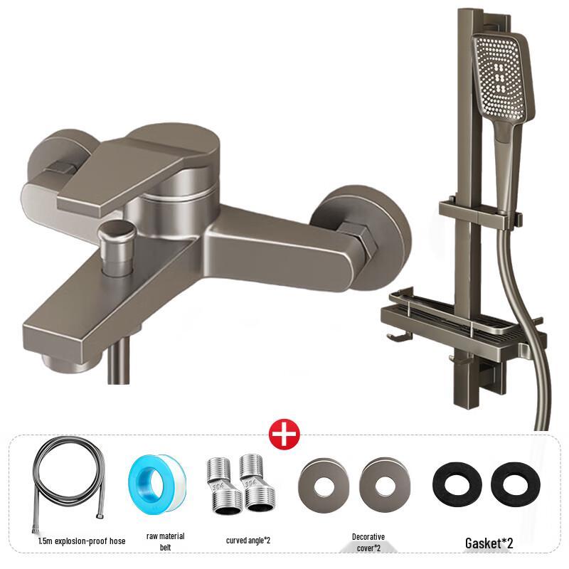 NASHID Brass Wall-Mounted Bathtub Shower Mixer Faucet