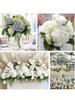 3/6PCS 22.83in White Embroidered Hydrangea Flowers Fake Plastic Stems for Wedding Party Office, Spring Summer Home Decor