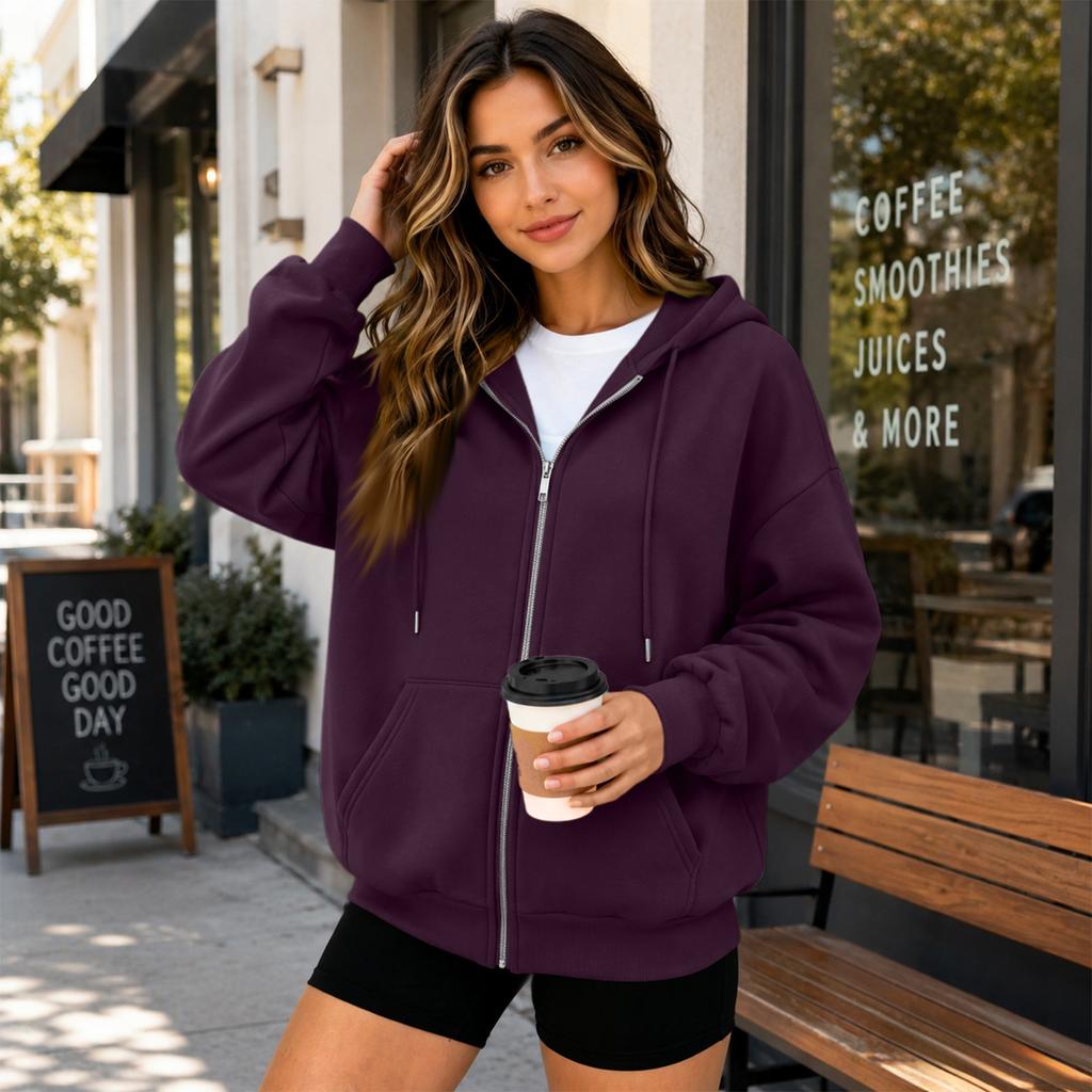 Felpa da donna casual con zip e abbinamento per coppia