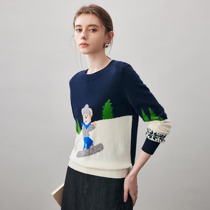 Komong Boca Women's 100% Cashmere Round Neck Sweater