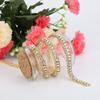 3 Rows Diamond Mesh Wrap Roll Sparkle Crystal Rhinestone Ribbon Decoration (Gold)
