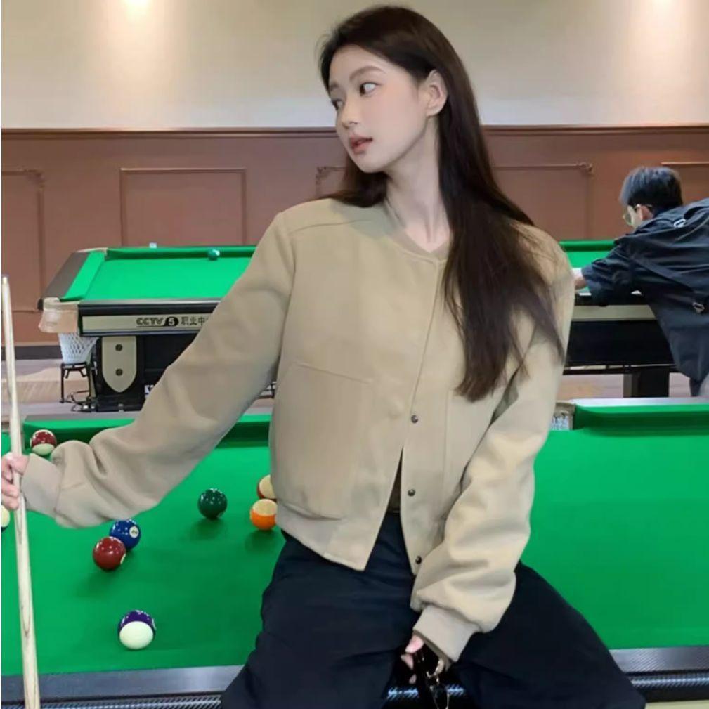 

[Kelong and Phoenix] Khaki autumn small baseball jersey short jacket new temperament jacket 2XL сірий колір
