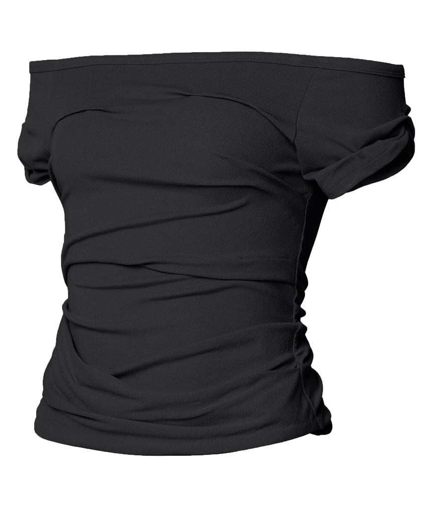 Peulleeoeob Draped Top (Fl-130_Black)