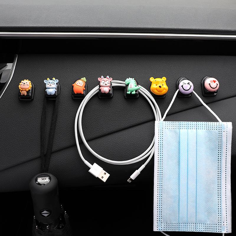 4PCS Animal Car Hooks Wall-mounted Home Decor Blossom Sundries Holder Hooks Multifunction Masks Keys Organizer Hangers