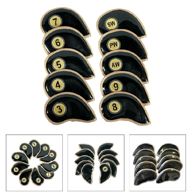 10pcs Golf Iron Head Covers Set Practical PU Leather Durable Headcover