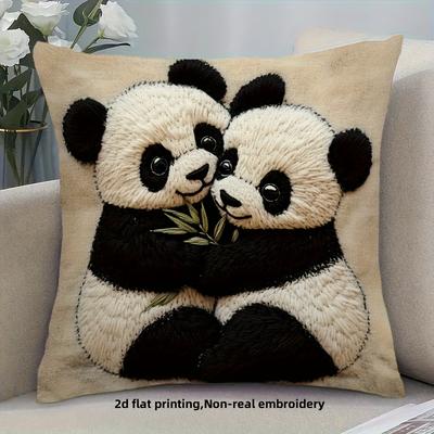 1 Piece, 2D Flat Print Cute Panda Hug Design Pillowcase - Soft, Comfortable and Smooth Polyester Fiber Fabric